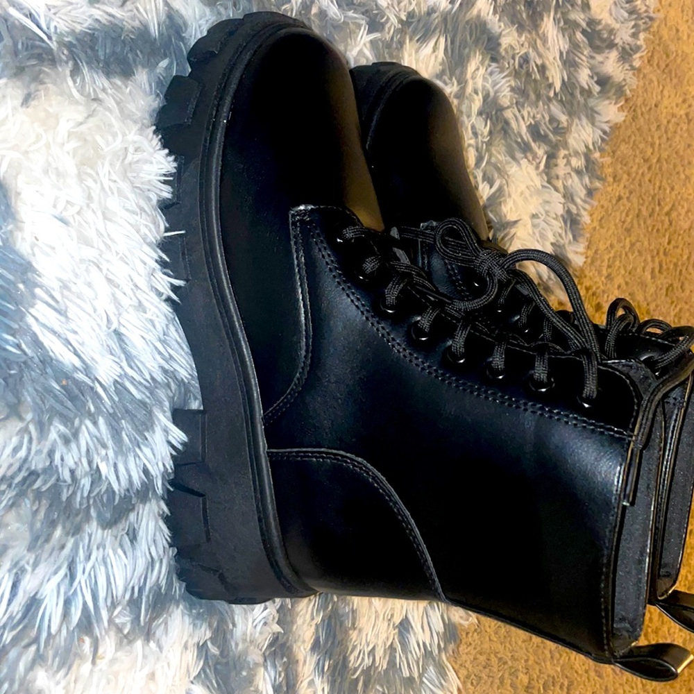Black combat boots